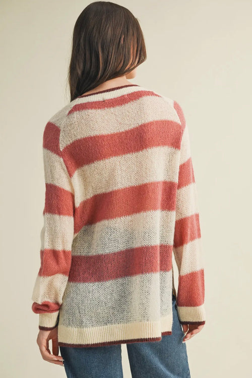 Crew Neck Striped Sweater Top