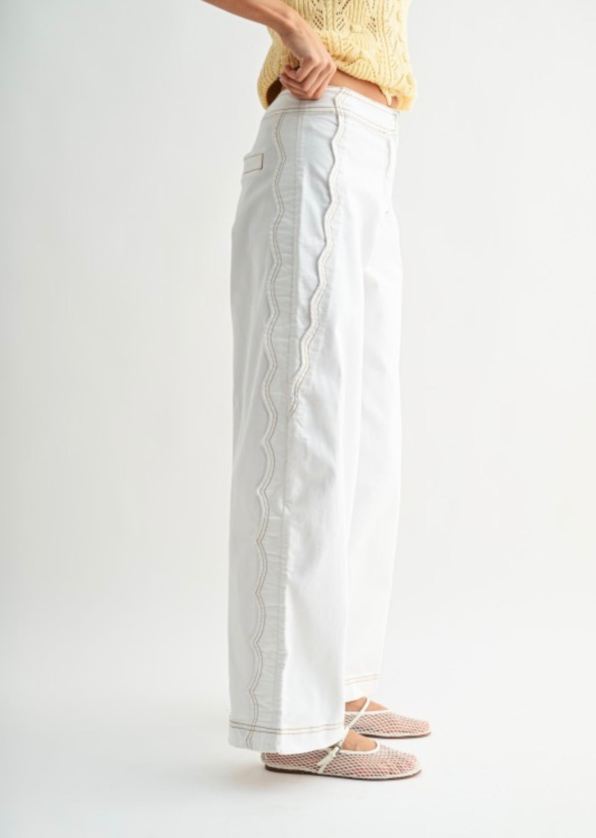 Wide-leg Stretchy Denim Trousers