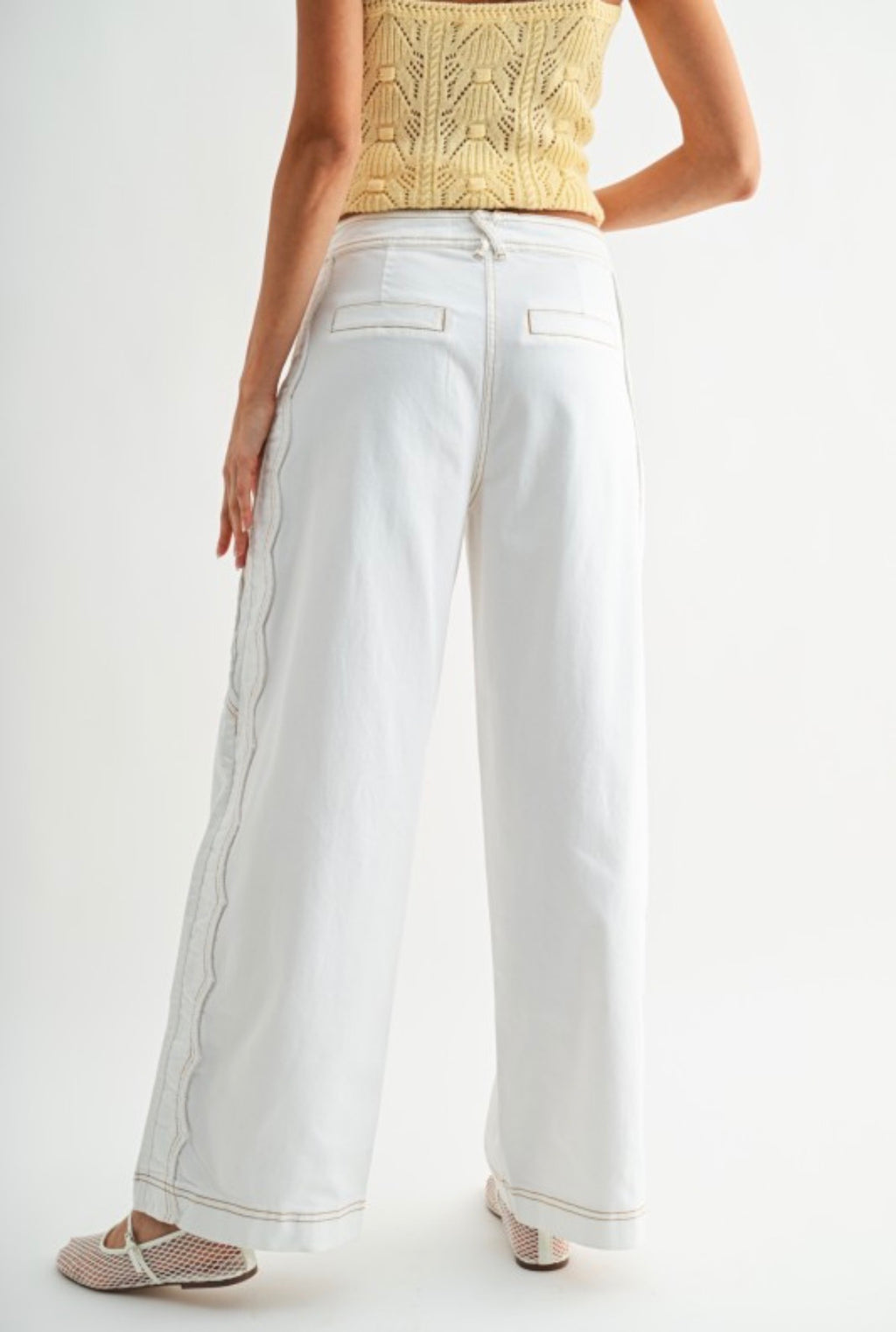 Wide-leg Stretchy Denim Trousers
