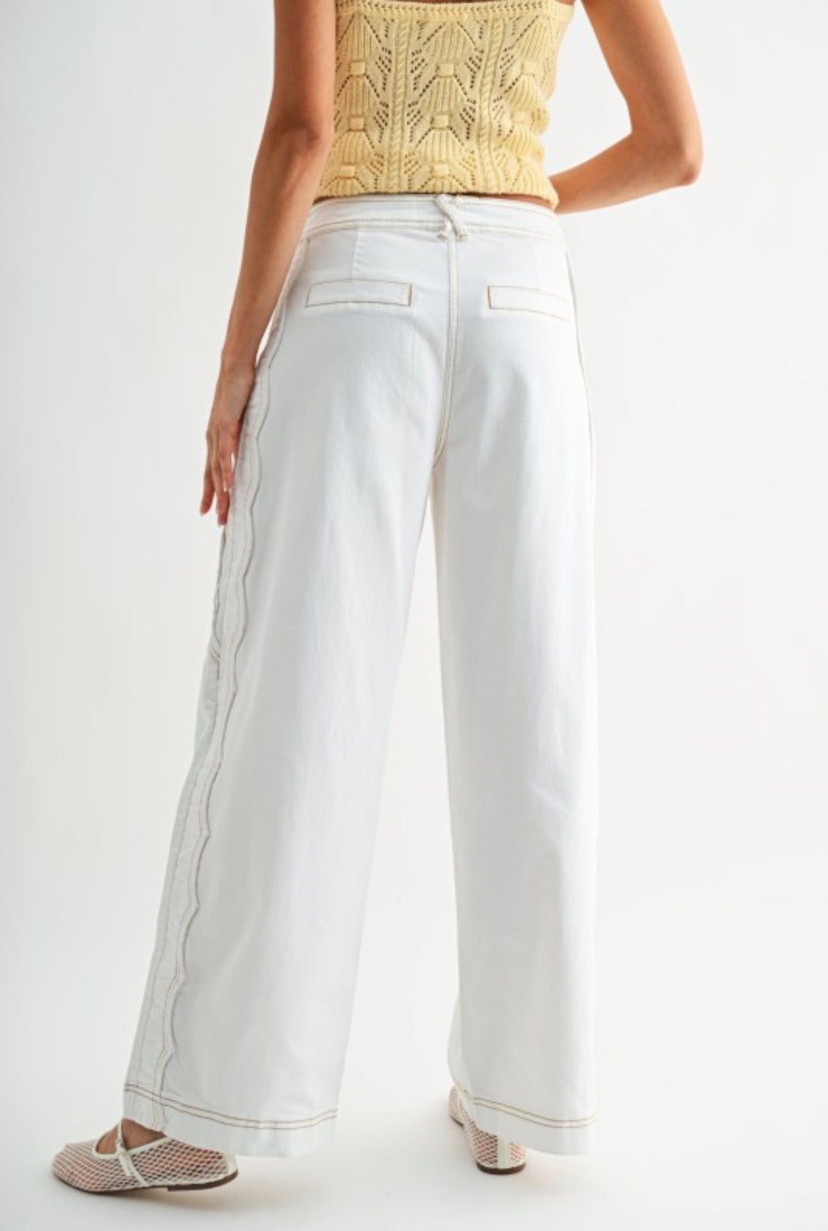 Wide-leg Stretchy Denim Trousers