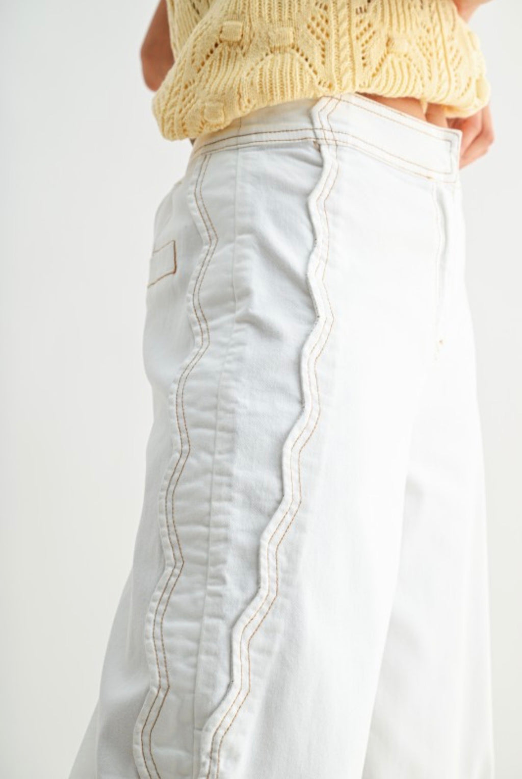 Wide-leg Stretchy Denim Trousers
