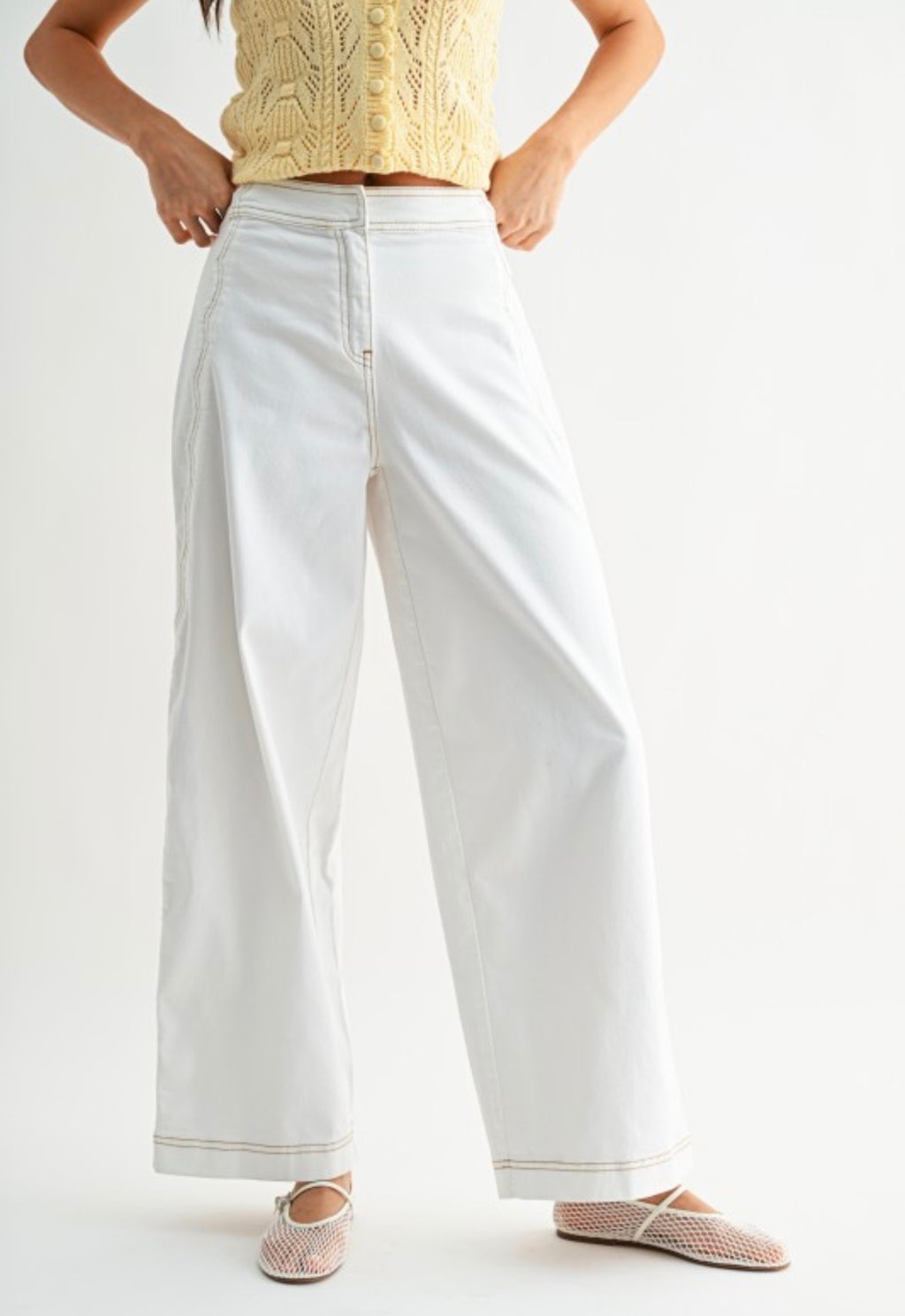 Wide-leg Stretchy Denim Trousers