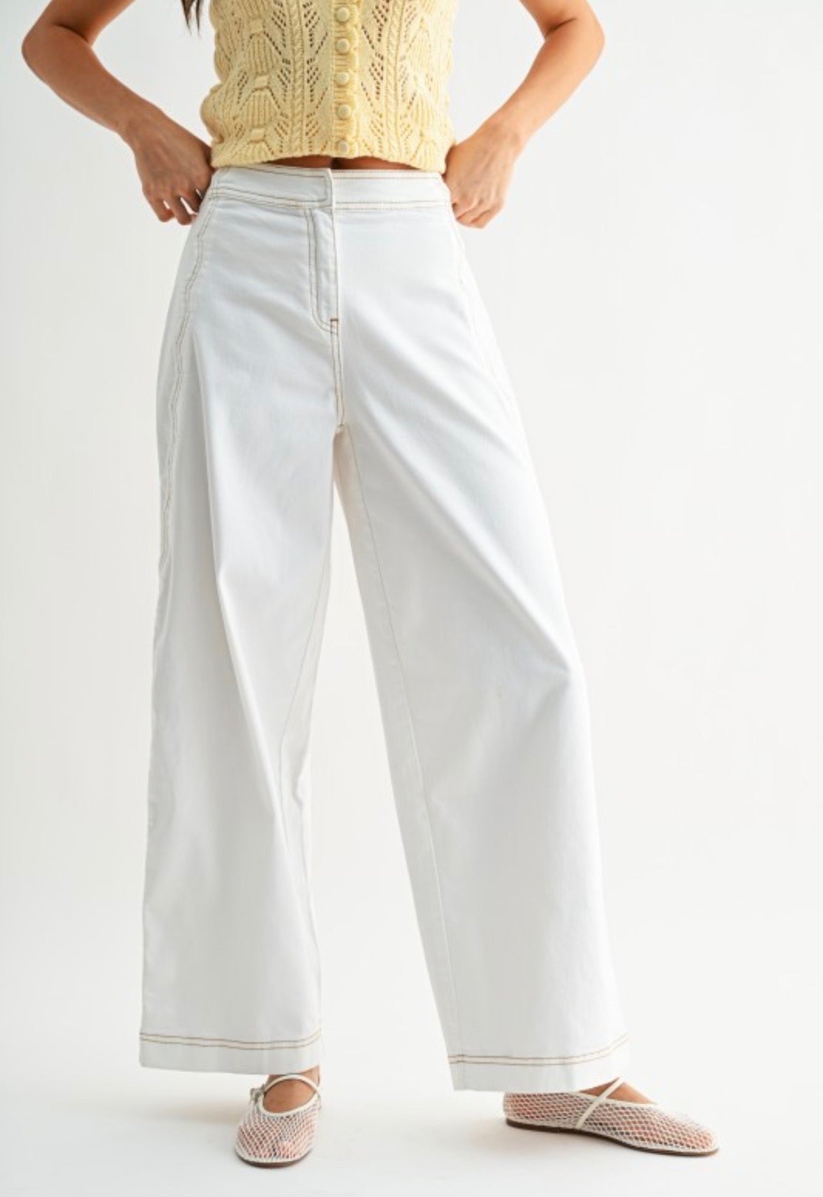 Wide-leg Stretchy Denim Trousers