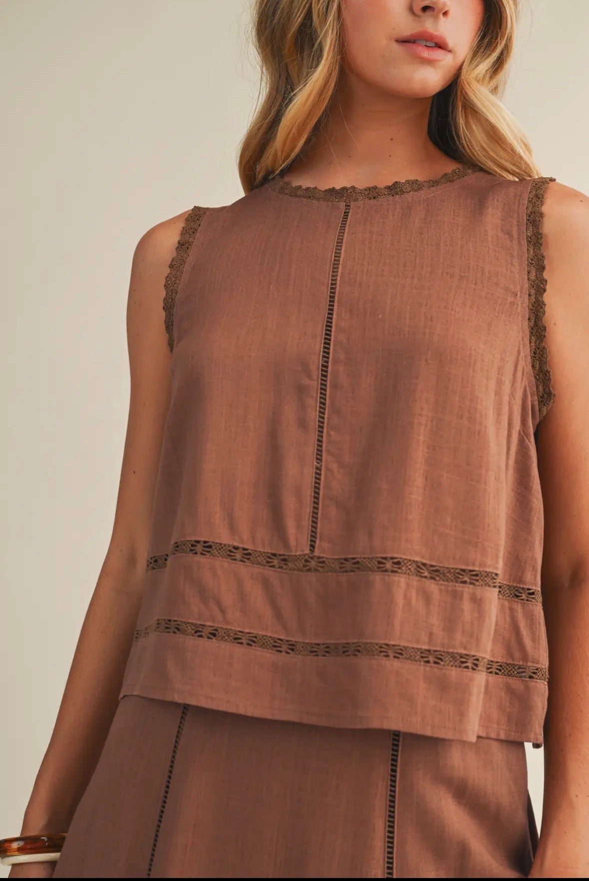 Decorative Trim Sleeveless Top