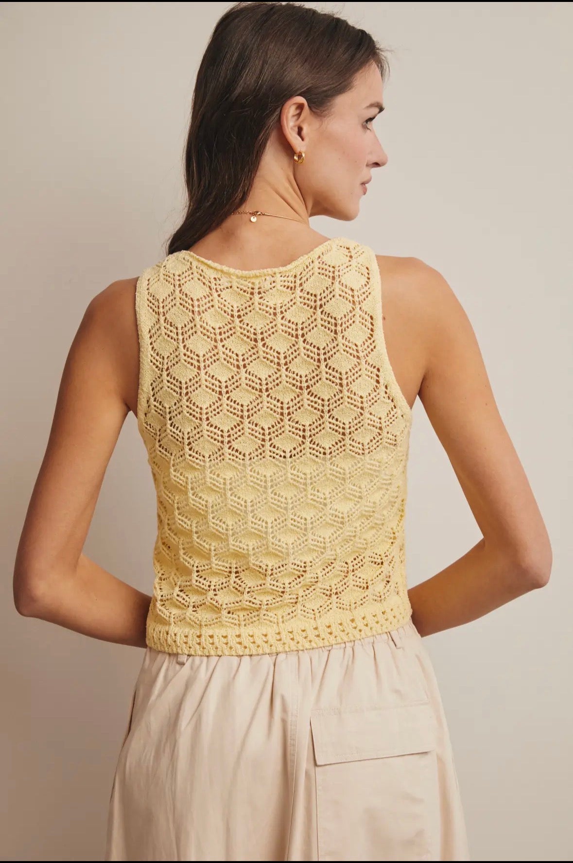 Sleeveless Crochet Knit Tank Top