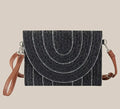 Stitched Straw Envelope Crossbody Bag