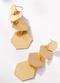 Modern Four Linked Hexagon Drop Earrings