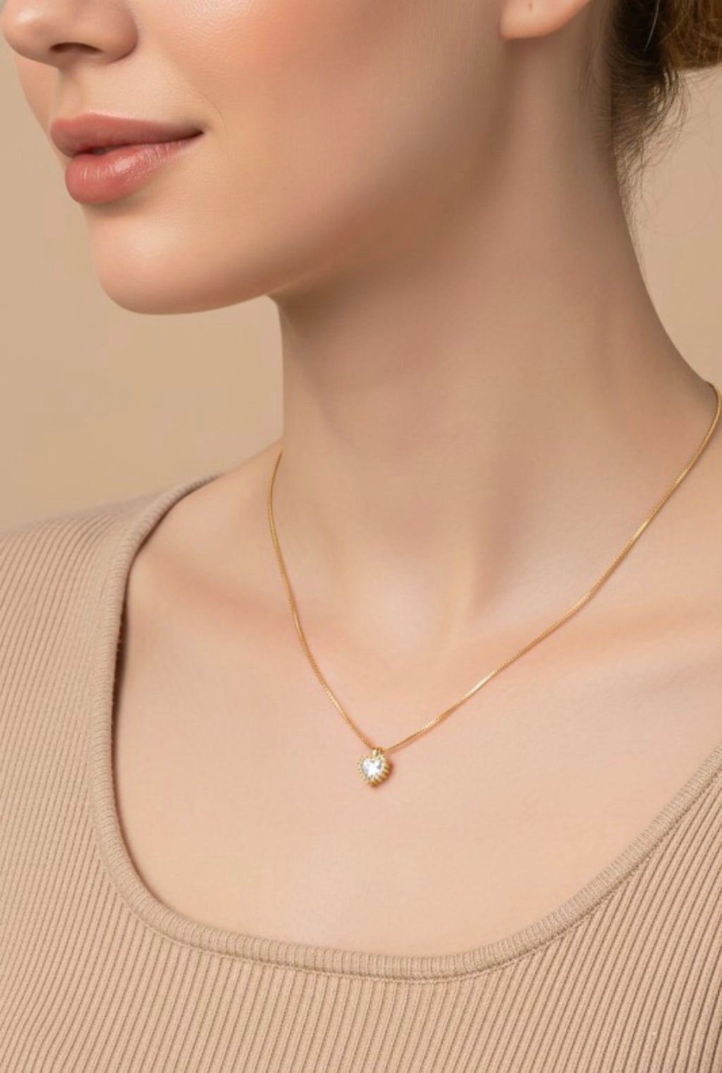Heart Bezel Crystal Pendant Necklace