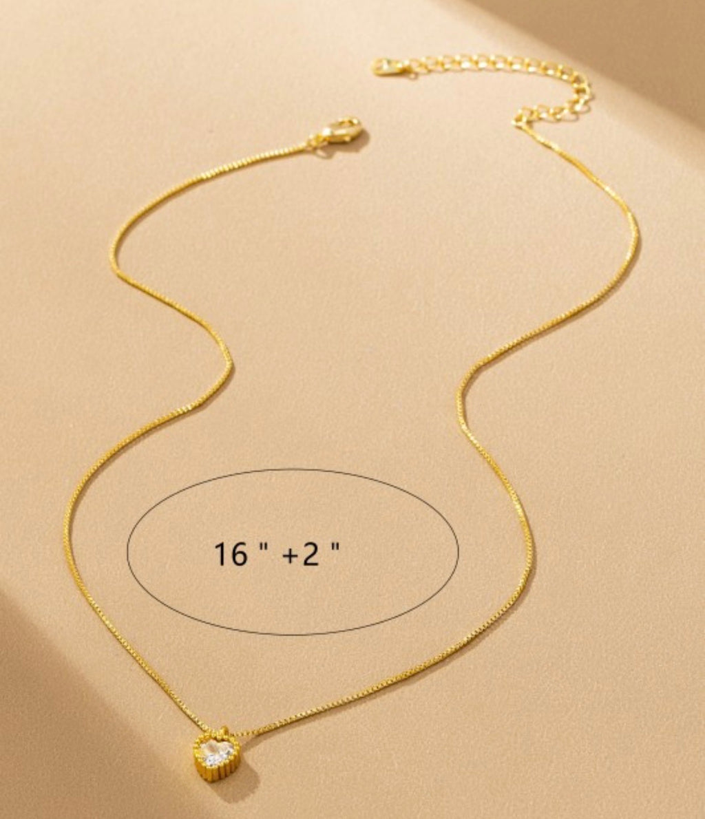 Heart Bezel Crystal Pendant Necklace